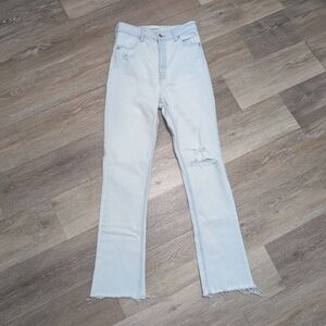 Snidel Japan Jeans Denim Light Wash Raw Hem High Waist Size 1 25"